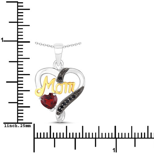 0.55 Carat Genuine Garnet and Black Spinel .925 Sterling Silver Pendant by Bids.com