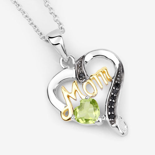 0.49 Carat Genuine Peridot and Black Spinel .925 Sterling Silver Pendant by Bids.com