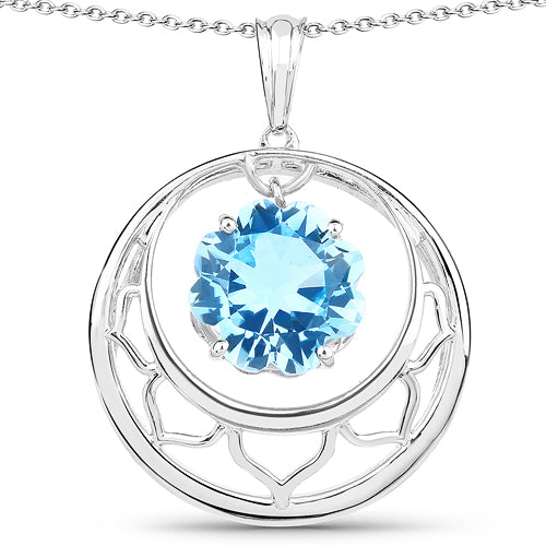 8.75 Carat Genuine Swiss Blue Topaz .925 Sterling Silver Pendant by Bids.com