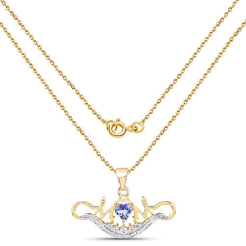 14K Yellow Gold Plated 0.62 Carat Genuine Tanzanite and White Topaz .925 Sterling Silver Pendant by Bids.com