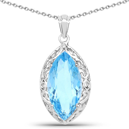 8.22 Carat Genuine Swiss Blue Topaz .925 Sterling Silver Pendant by Bids.com