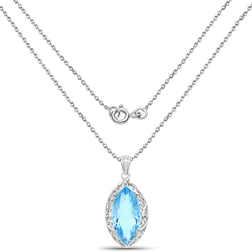 8.22 Carat Genuine Swiss Blue Topaz .925 Sterling Silver Pendant by Bids.com