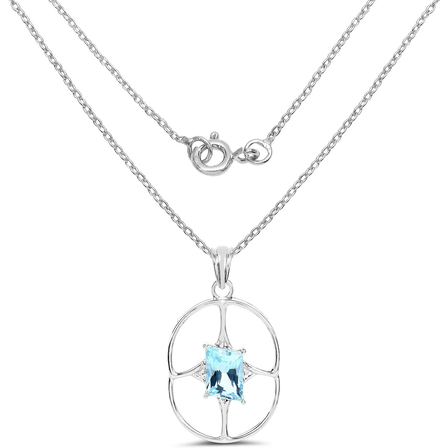 5.26 Carat Genuine Swiss Blue Topaz .925 Sterling Silver Pendant