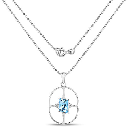 5.26 Carat Genuine Swiss Blue Topaz .925 Sterling Silver Pendant by Bids.com
