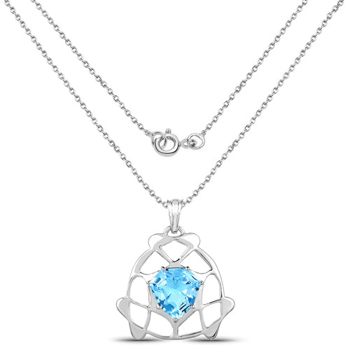 11.50 Carat Genuine Swiss Blue Topaz .925 Sterling Silver Pendant by Bids.com