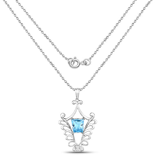 5.68 Carat Genuine Swiss Blue Topaz .925 Sterling Silver Pendant by Bids.com