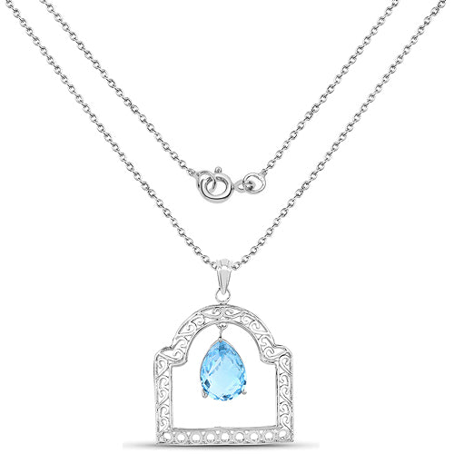 10.50 Carat Genuine Swiss Blue Topaz .925 Sterling Silver Pendant by Bids.com