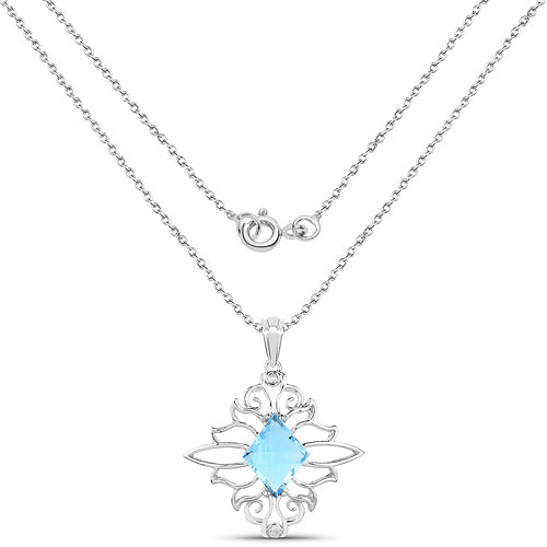 5.15 Carat Genuine Swiss Blue Topaz .925 Sterling Silver Pendant by Bids.com
