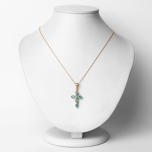 18K Yellow Gold Plated 0.84 Carat Genuine Emerald .925 Sterling Silver Pendant DestGlow