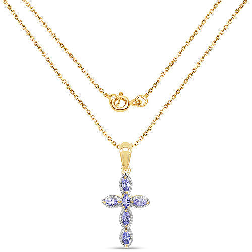 14K Yellow Gold Plated 0.84 Carat Genuine Tanzanite .925 Sterling Silver Pendant