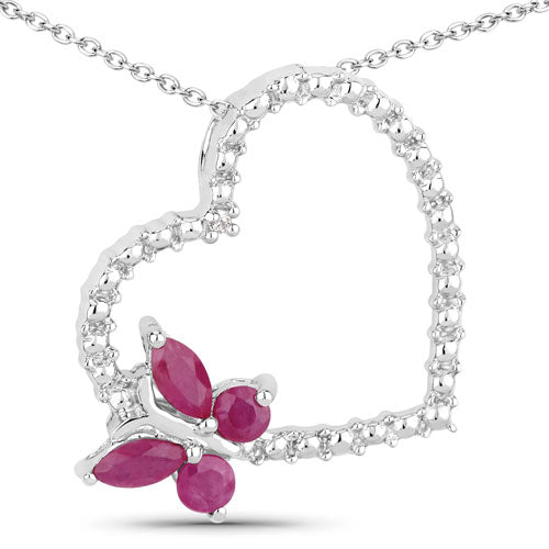 0.52 Carat Genuine Ruby and Created White Sapphire .925 Sterling Silver Pendant by Bids.com