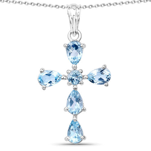 2.72 Carat Genuine Blue Topaz .925 Sterling Silver Pendant DestGlow