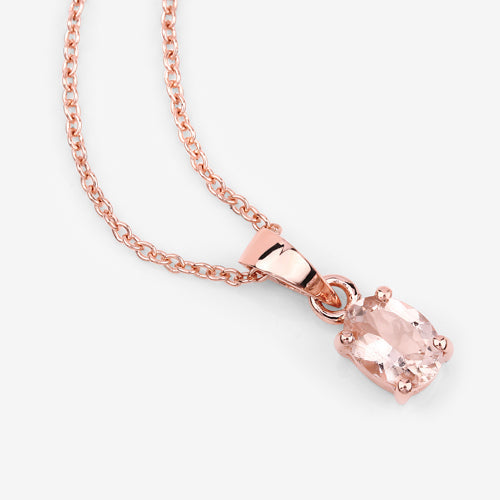 0.70 Carat Genuine Morganite .925 Sterling Silver Pendant DestGlow