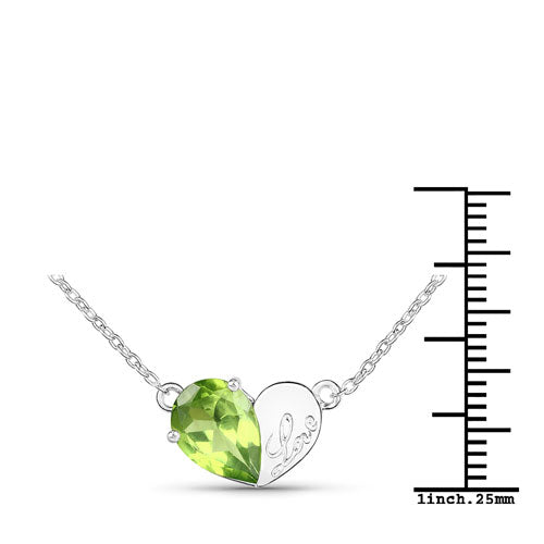 1.35 Carat Genuine Peridot .925 Sterling Silver Pendant DestGlow