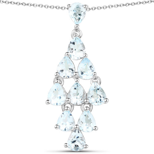 2.20 Carat Genuine Aquamarine .925 Sterling Silver Pendant DestGlow