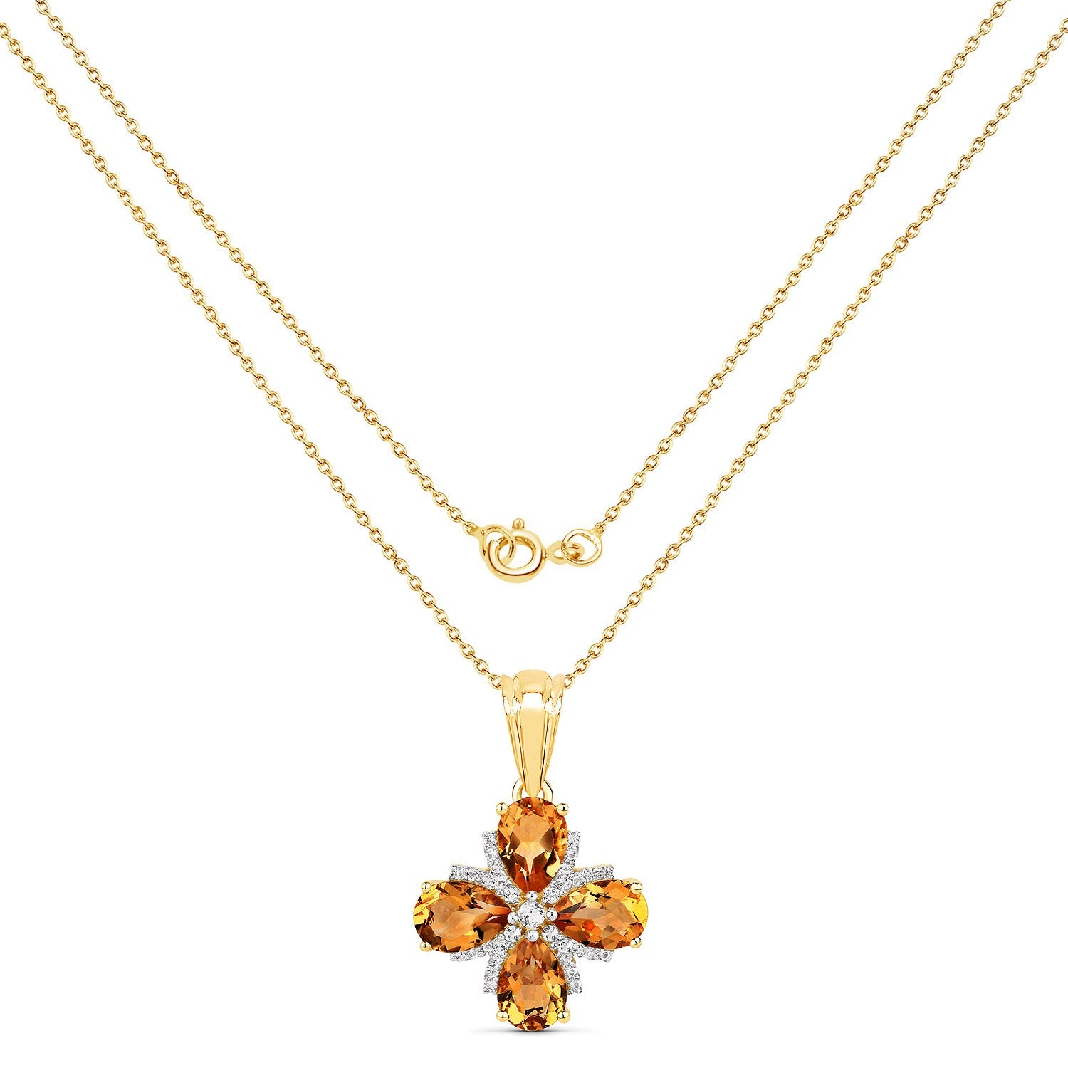 2.46 Carat Genuine Madeira Citrine and White Topaz .925 Sterling Silver Pendant by Avera Group