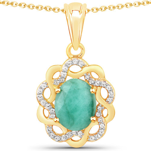 2.78 Carat Genuine Emerald and White Topaz .925 Sterling Silver Pendant by Bids.com