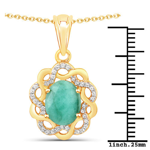 2.78 Carat Genuine Emerald and White Topaz .925 Sterling Silver Pendant by Bids.com