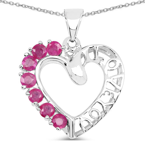 0.91 Carat Genuine Ruby .925 Sterling Silver Pendant DestGlow
