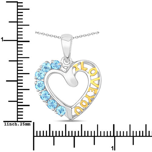 0.84 Carat Genuine Swiss Blue Topaz .925 Sterling Silver Pendant by Bids.com