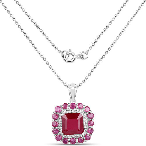 8.48 Carat Glass Filled Ruby and White Topaz .925 Sterling Silver Pendant by Bids.com