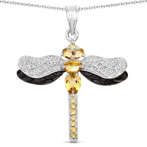 1.79 Carat Genuine Citrine and White Topaz .925 Sterling Silver Pendant by Bids.com