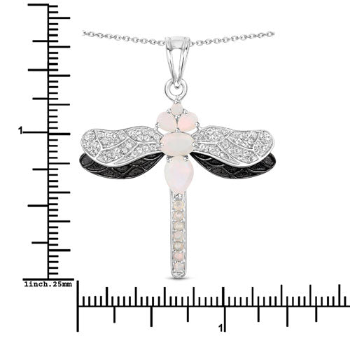 1.41 Carat Genuine Ethiopian Opal and White Topaz .925 Sterling Silver Pendant by Bids.com