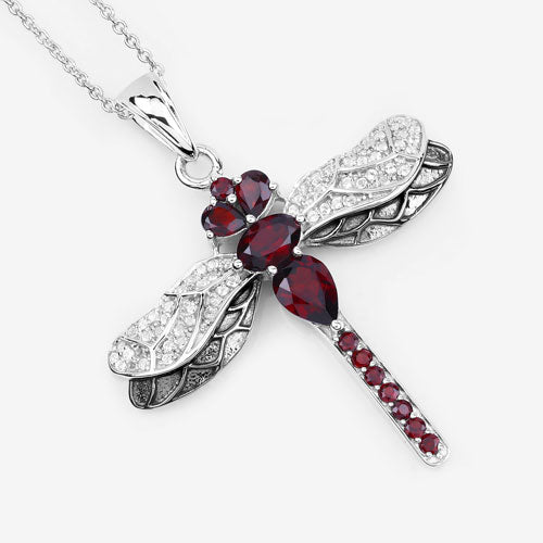 2.29 Carat Genuine Garnet and White Topaz .925 Sterling Silver Pendant by Bids.com