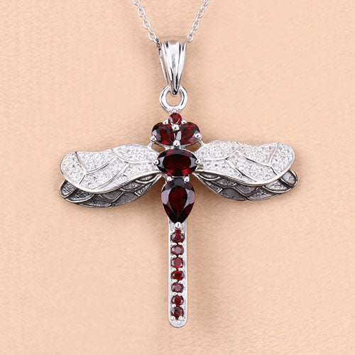 2.29 Carat Genuine Garnet and White Topaz .925 Sterling Silver Pendant by Bids.com
