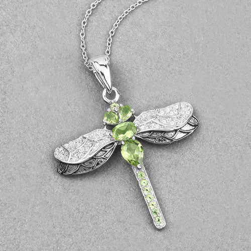 1.98 Carat Genuine Peridot and White Topaz .925 Sterling Silver Pendant by Bids.com