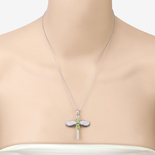 1.98 Carat Genuine Peridot and White Topaz .925 Sterling Silver Pendant by Bids.com