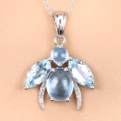 9.06 Carat Genuine Blue Topaz and White Topaz .925 Sterling Silver Pendant by Bids.com