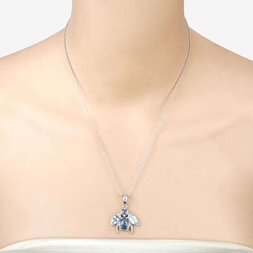 9.06 Carat Genuine Blue Topaz and White Topaz .925 Sterling Silver Pendant by Bids.com