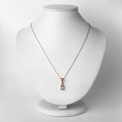 1.12 Carat Genuine Morganite and White Topaz .925 Sterling Silver Pendant by Bids.com