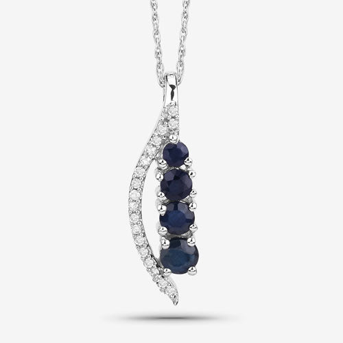 0.40 Carat Genuine Blue Sapphire and White Diamond 14K White Gold Pendant by Bids.com