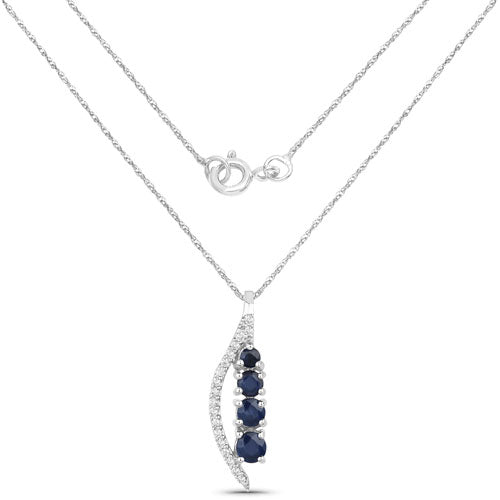 0.40 Carat Genuine Blue Sapphire and White Diamond 14K White Gold Pendant by Bids.com