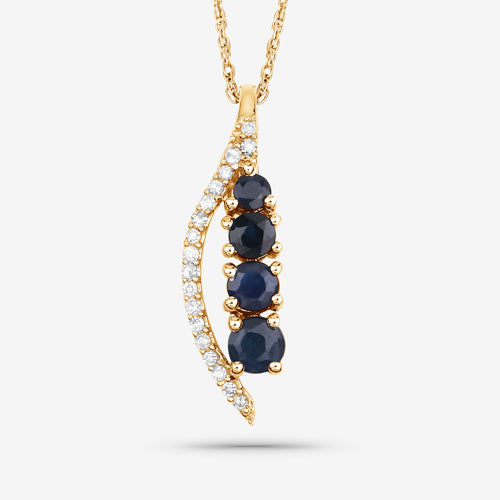 0.40 Carat Genuine Blue Sapphire and White Diamond 14K Yellow Gold Pendant DestGlow