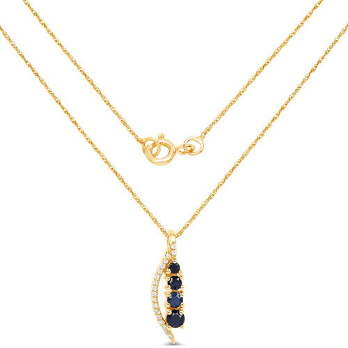 0.40 Carat Genuine Blue Sapphire and White Diamond 14K Yellow Gold Pendant DestGlow