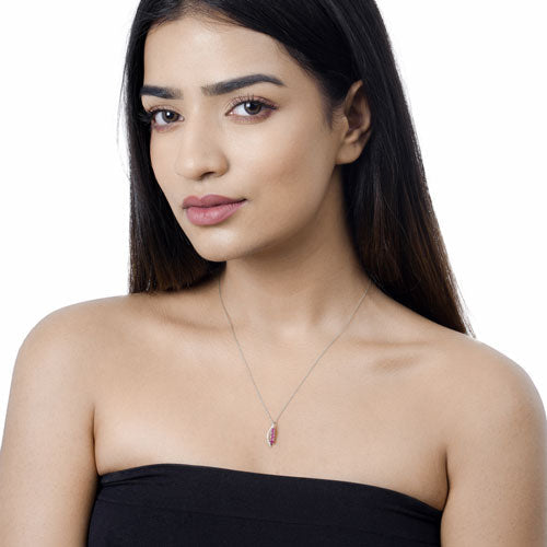 0.43 Carat Genuine Ruby and White Diamond 14K White Gold Pendant by Bids.com