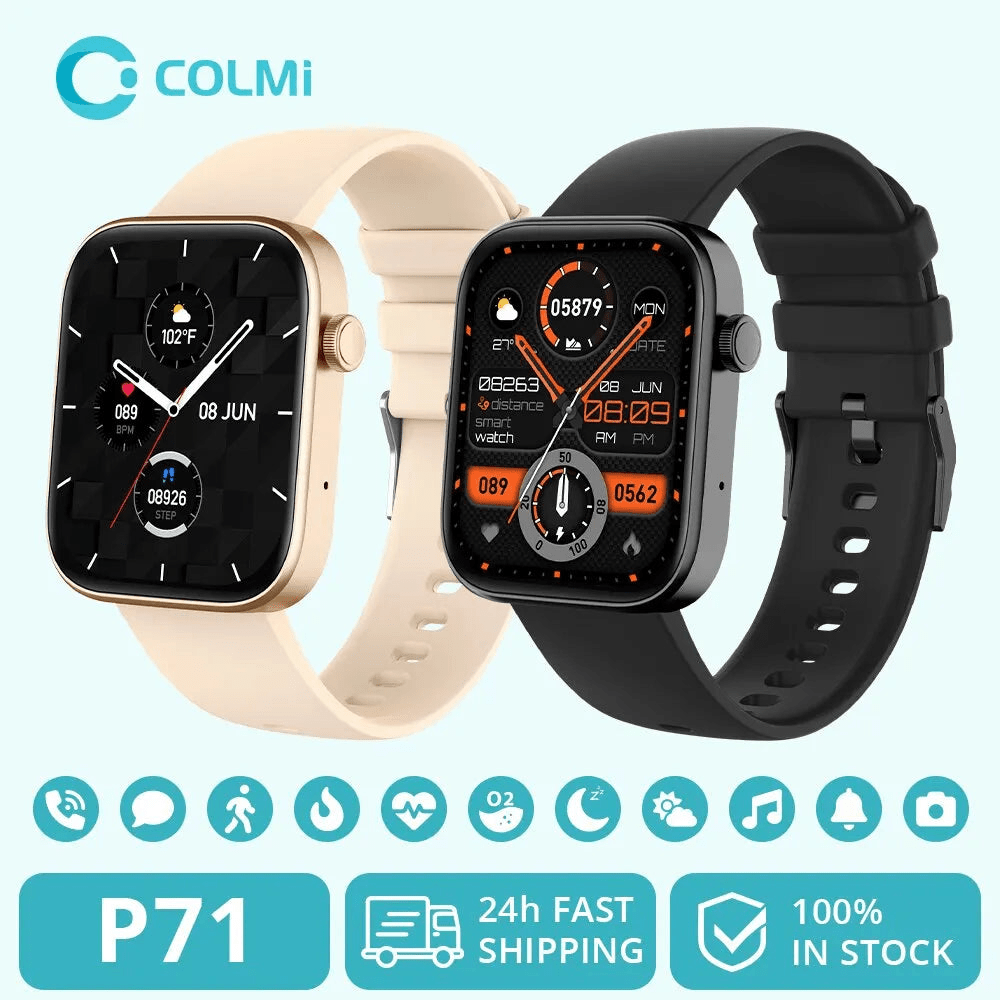 ColMi P71 IP68 Smartwatch with Long Battery Life, 1.9" Display, Health & Fitness Tracking - accessories