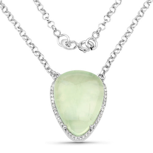 10.77 Carat Genuine Prehnite And White Topaz .925 Sterling Silver Pendant by Bids.com