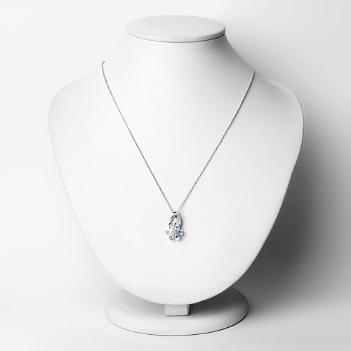 0.78 Carat Genuine Aquamarine and White Topaz .925 Sterling Silver Pendant DestGlow