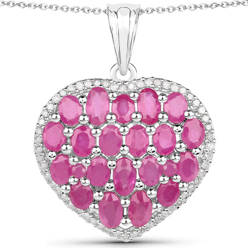 5.00 Carat Genuine Ruby and White Diamond .925 Sterling Silver Pendant by Bids.com