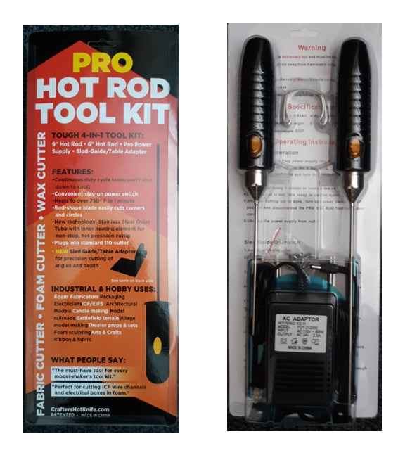 Crafters Hot Knife Set 6" and 9" Rod Style Knives with Sled Guide & Stand