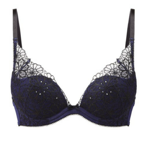 Gossard Graphic Floral Padded Plunge Bra - Twilight Blue (Size 38C)