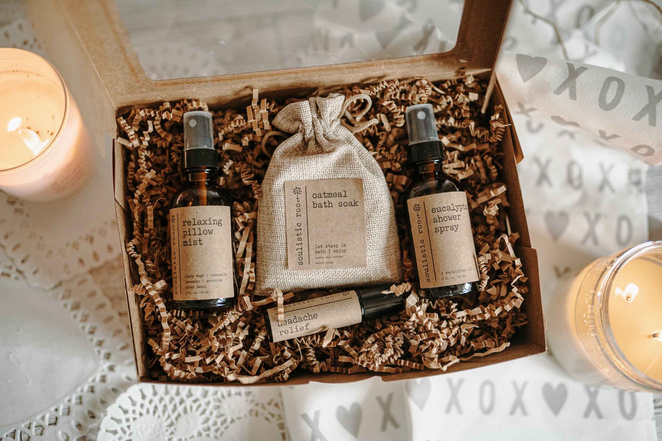 Gift Set- Shower Spray, Pillow Mist, Oatmeal Soak, Headache Relief