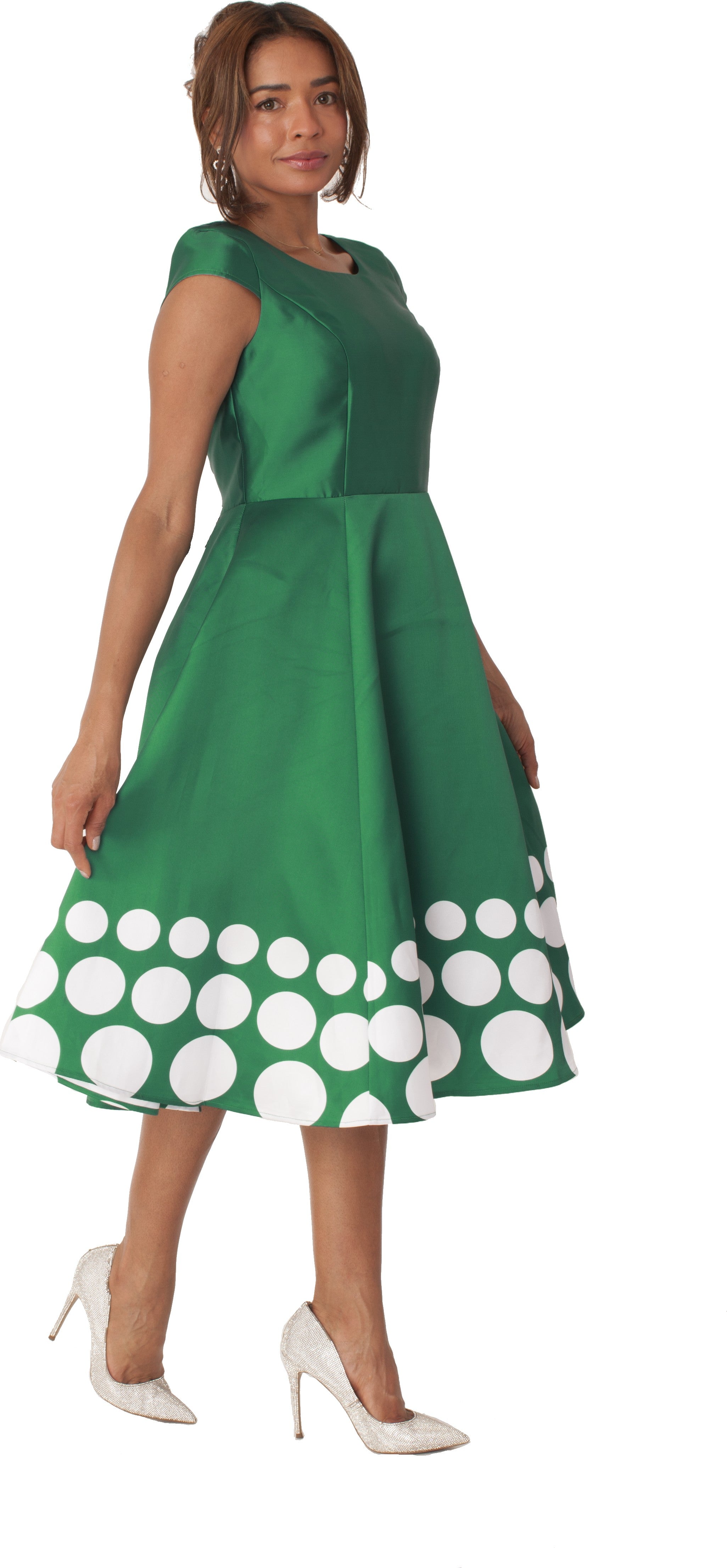 Plus Size Polka Dot Flare Dress Set with Jacket - 4817W by Tally Taylor