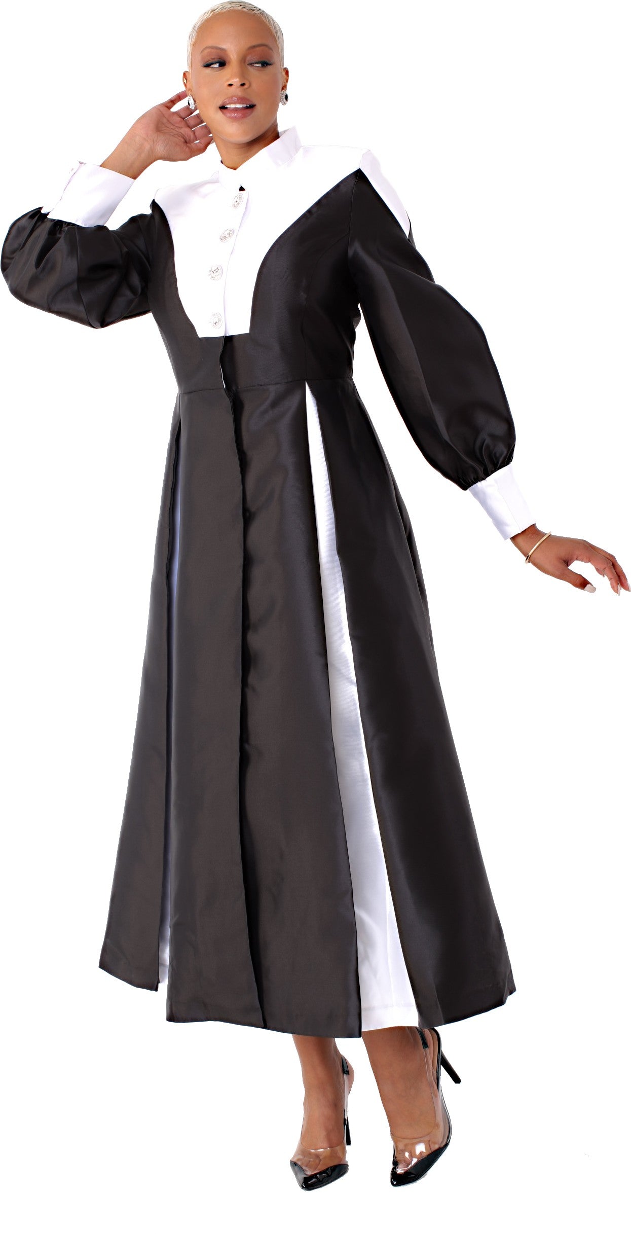 Plus Size Two-Toned Woven Cassock Robe- 4802W by Tally Taylor