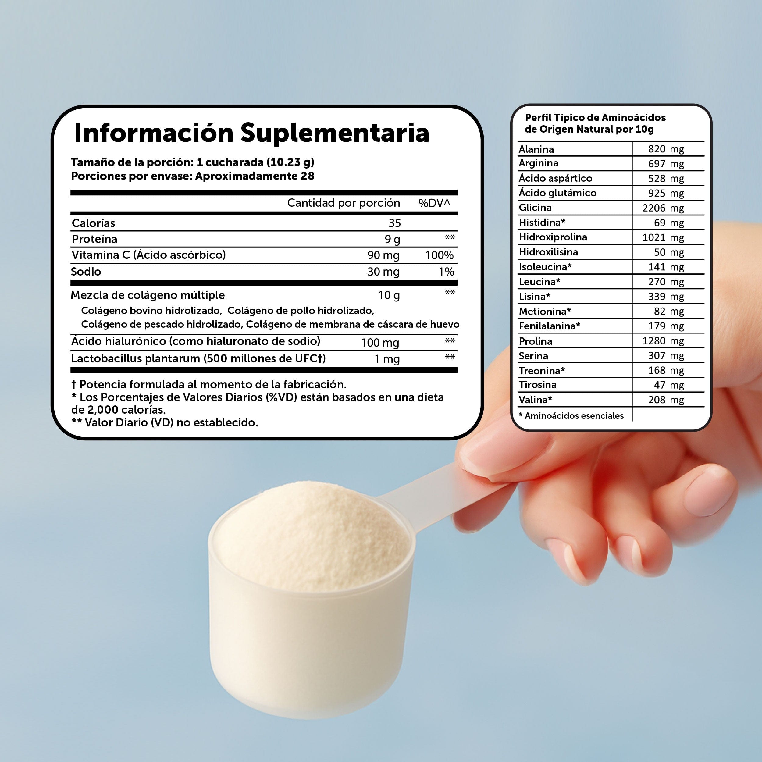 Colageno Hidrolizado 5 en 1 con Ácido Hialurónico, Vitamina C y Probióticos
