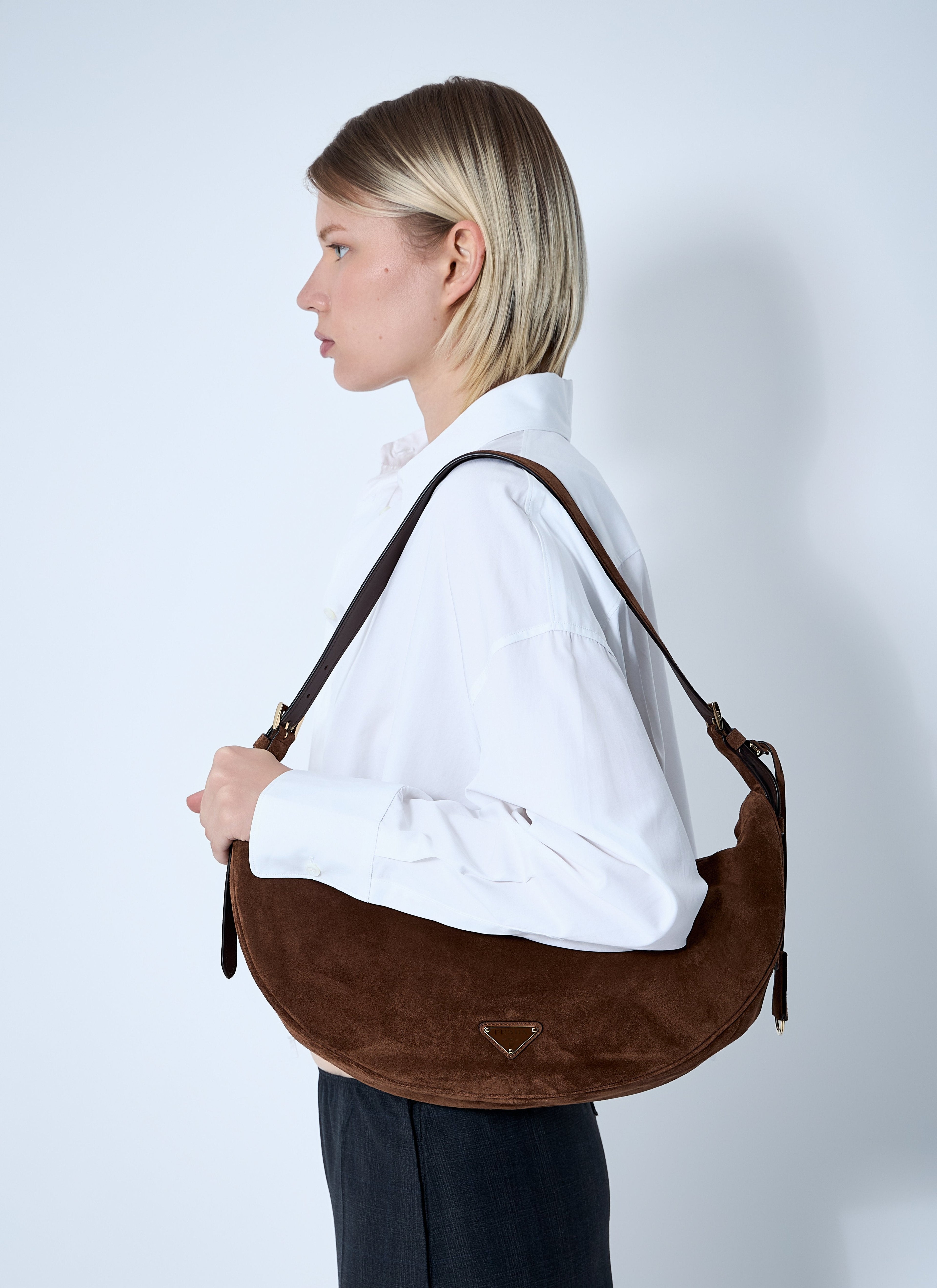 Prada Women Small Suede Shoulder Bag by Luosophy